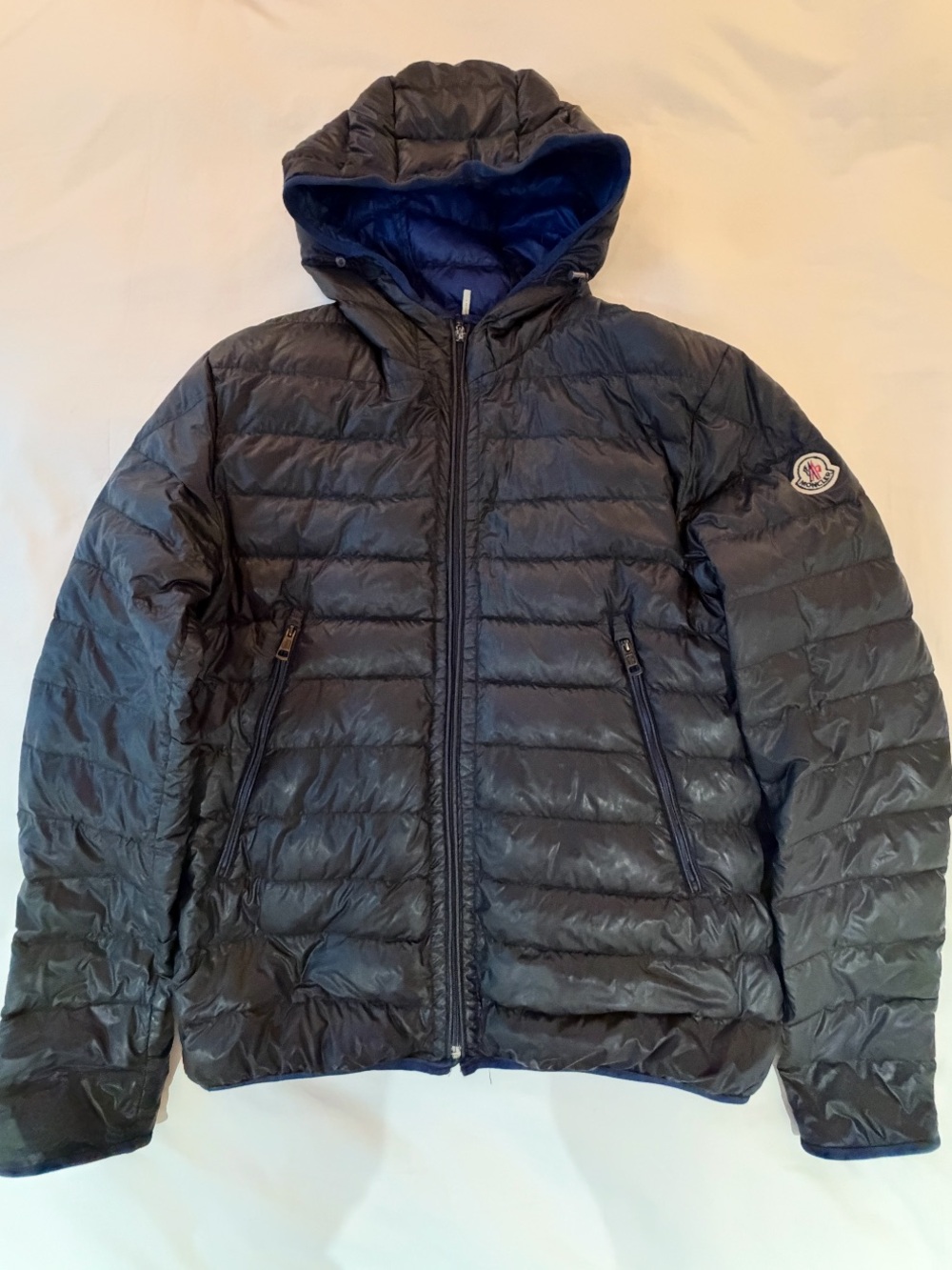 Moncler Men's Navy Hooded Quilted Down Puffer Jacket